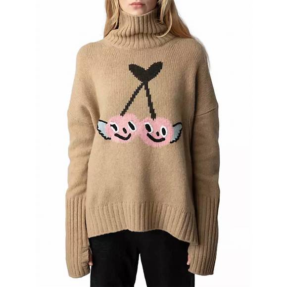 NEW ZADIG & VOLTAIRE alma cerise sweater in nut - Picture 1 of 4